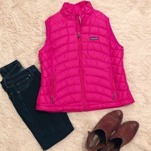 Patagonia hot pink down vest